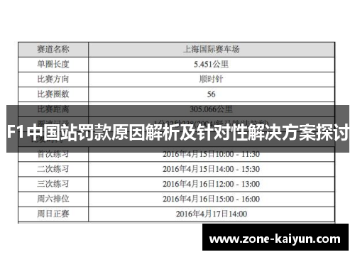 F1中国站罚款原因解析及针对性解决方案探讨 F1中国站罚款原因解析及针对性解决方案探讨